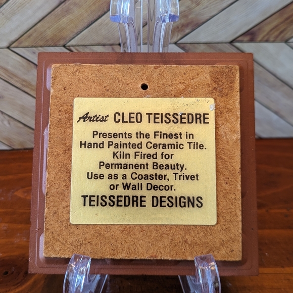 Vintage Southwest style decorative hand painted tile by Cleo Teissedre - Picture 2 of 4